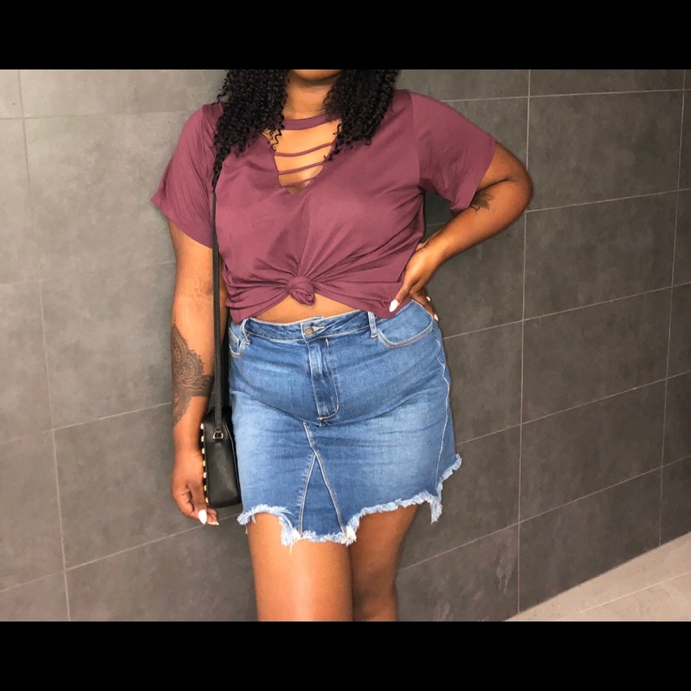 Whole Outfit! Plus Size shirt and jean skirt!